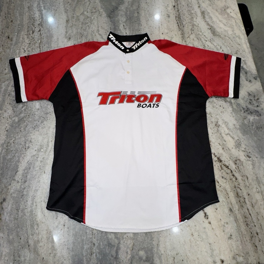 Team Triton Boats Fishing Jersey 1/4 Button Logo Men's Sz XL‎ Fishing Tournament